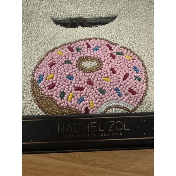 Rachel Zoe Beaded Donut Clutch Crossbody‎ Bag Removable Chain Evening